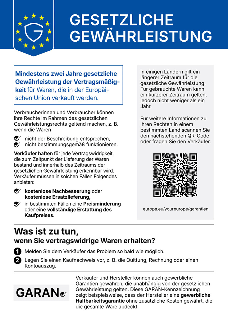 Offizielle EU-Information zur gesetzlichen Gewährleistung – zum Vergrößern anklicken